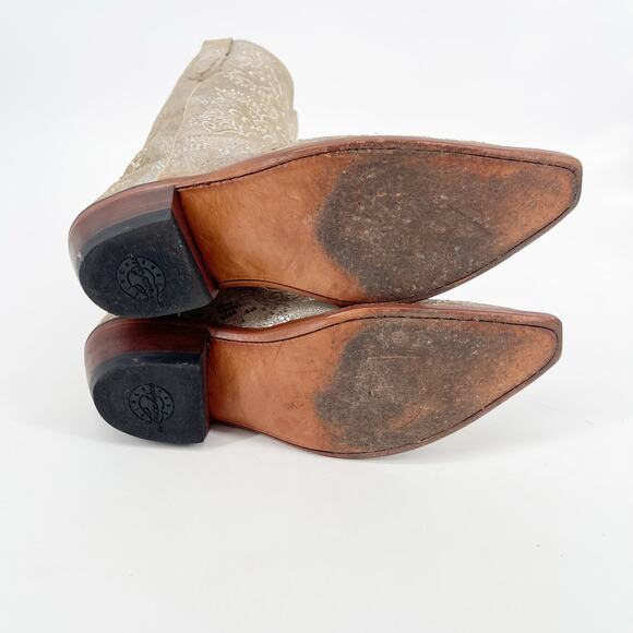 Lucchese Women’s 8.5 Stone Metallic Python Suede Snip Toe Cowgirl Western Boots - Picture 9 of 11